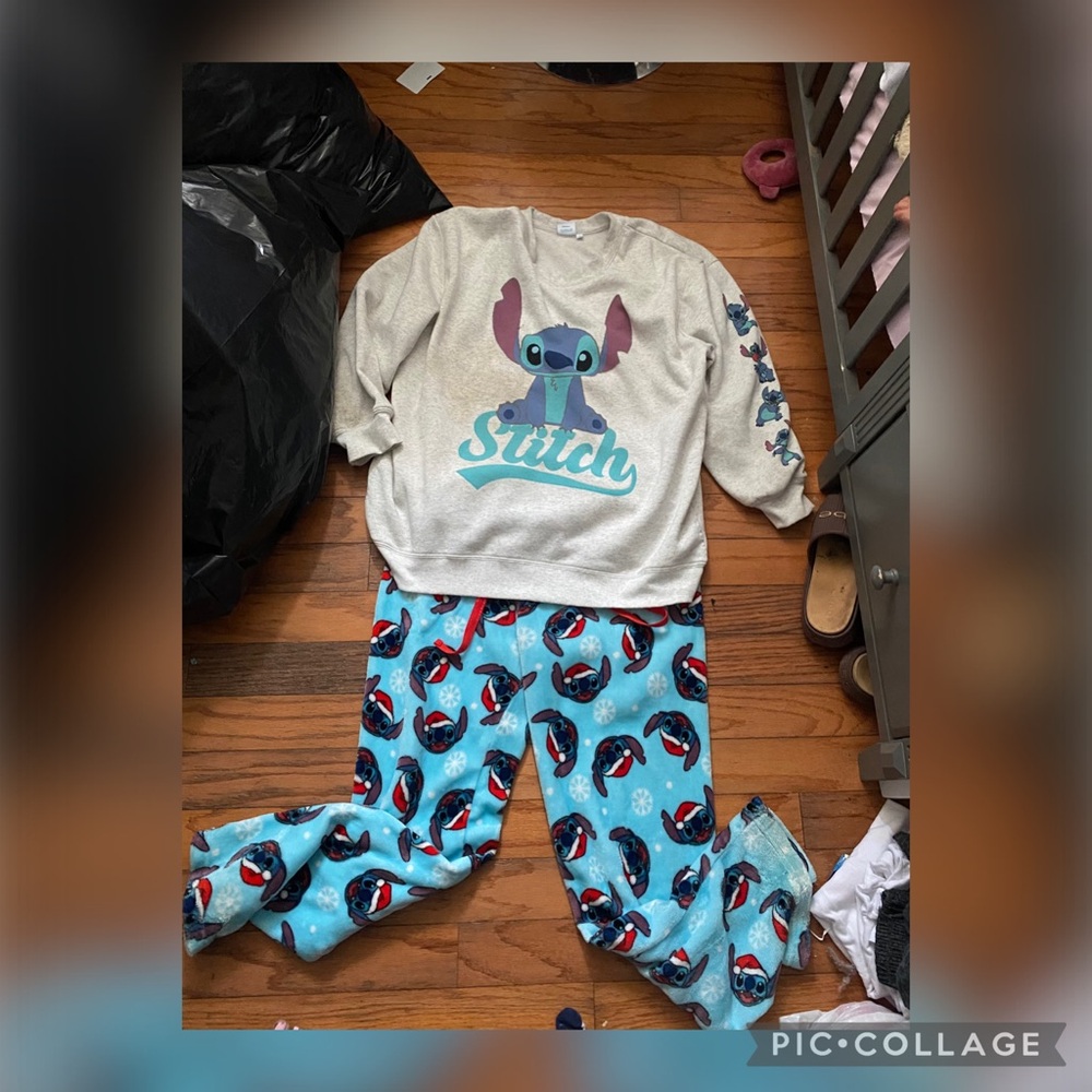 Disney Stitch Kids Pajama Set - Cream and Blue